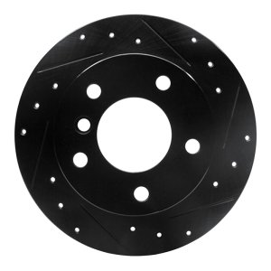BMW Z3 Brake Rotor (1) - Rear Right - R1 Concepts - Drilled & Slotted - Black - `96-`02